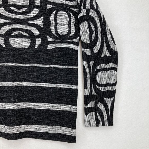Frank Lyman Turtle‎ Neck Batwing Sleeve Top Women's 10 Black Gray Abstract Artsy - Picture 2 of 10